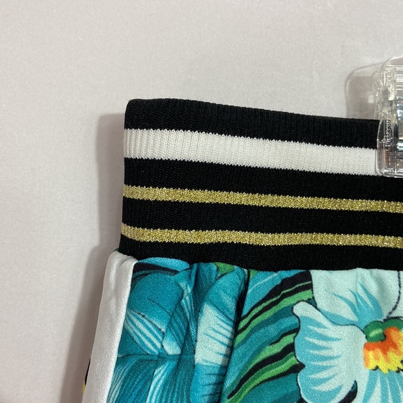 Boston Proper Midnight Palm Pants Snap Up Leg Slit Elastic Drawstring Waist - Picture 4 of 8